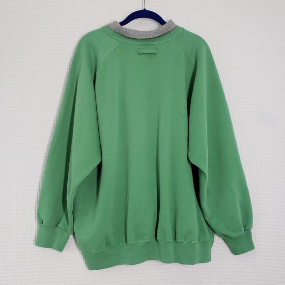 Vintage Ann Taylor Collar Sweatshirt Womens Medium Green Oversized Baggy Faded - Picture 2 of 16